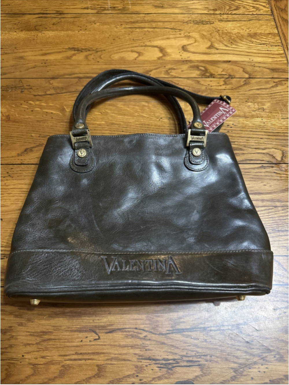 Valentina Genuine Leather Handbag Italian Dark Brown Made In Italy Purse Bag